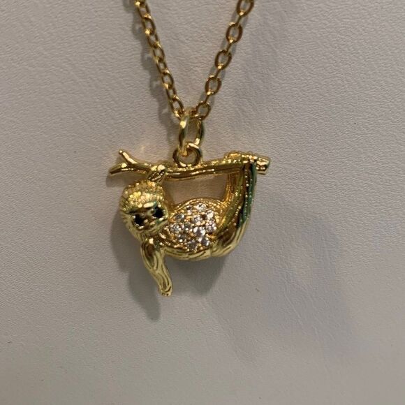 New, no tags, gold chain necklace, 20 inches, tiny sloth charm with bling - Picture 5 of 16